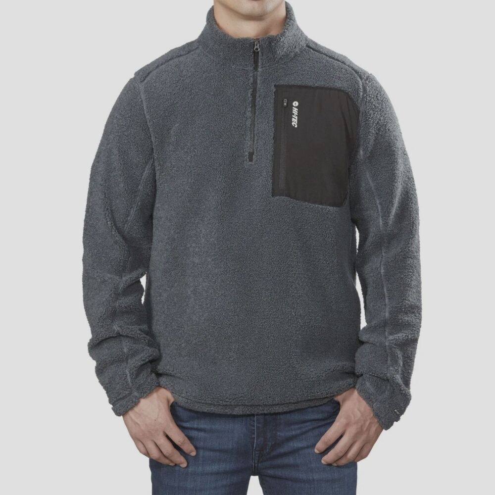 Hi-Tec 1/4 Zip Polar Fleece Pullover Top Sweater Mock Neck Pockets Mens Med